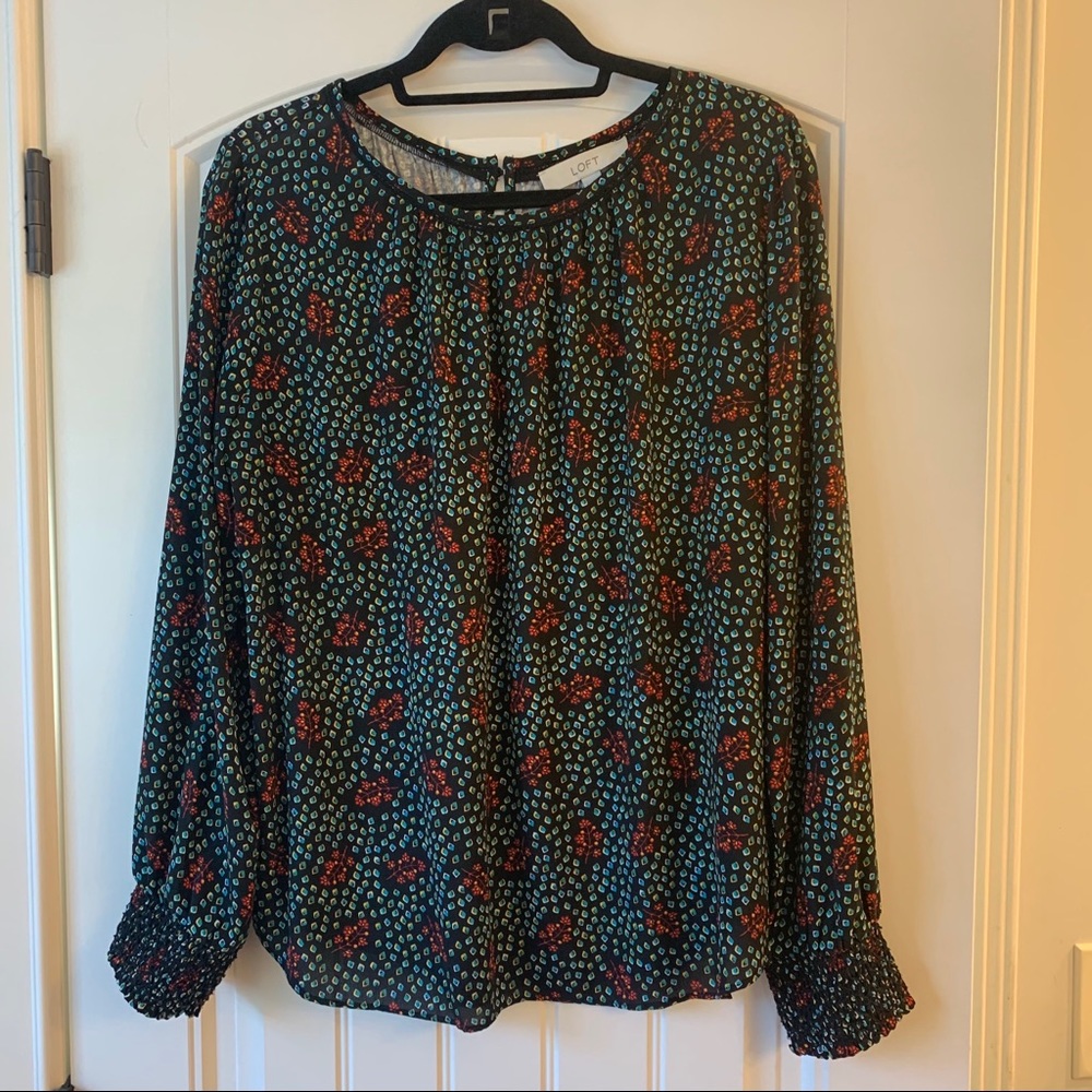 Loft Floral Mixed Media Top